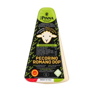 Queso Pecorino Romano DOP Pinna en cuña de peso fijo de 200 gramos.