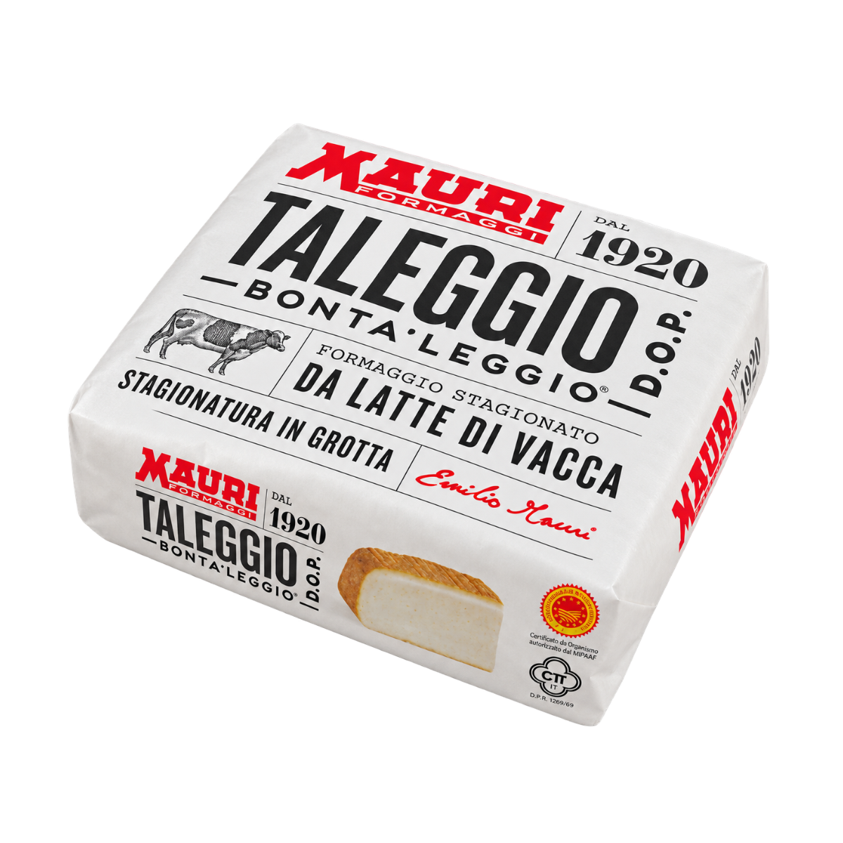 Queso Taleggio DOP Mauri Formaggi en pieza de aproximadamente 2,2 kg.