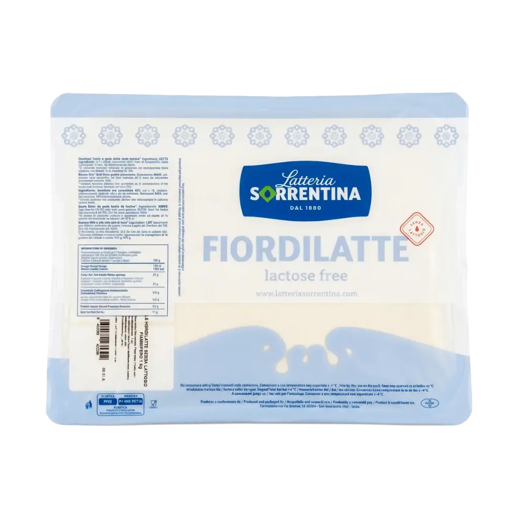 Fior di Latte Fiammifero Sin Lactosa 1 kg de Latteria Sorrentina, mozzarella italiana en tiras finas para pizza.