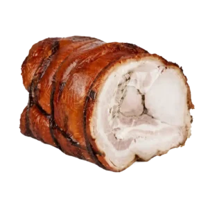 Porchetta di Ariccia IGP Leoni en formato tronchetto de 3 kg aproximadamente.