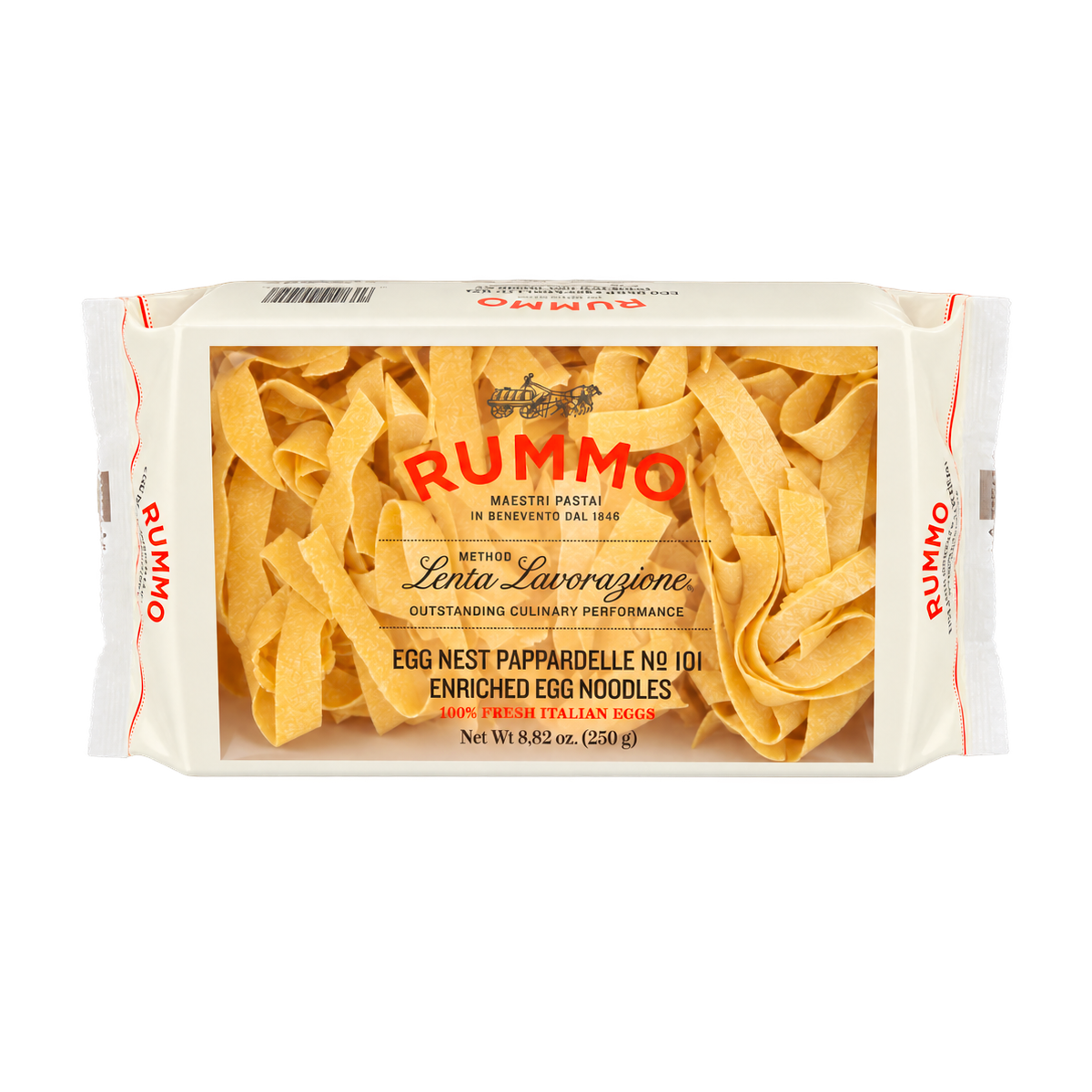 Pappardelle en nidos al huevo n.º 101 Rummo en envase de 250 g.