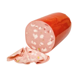 Mortadela Delì con pistachos Comal en pieza de 3,5 kg aproximadamente.
