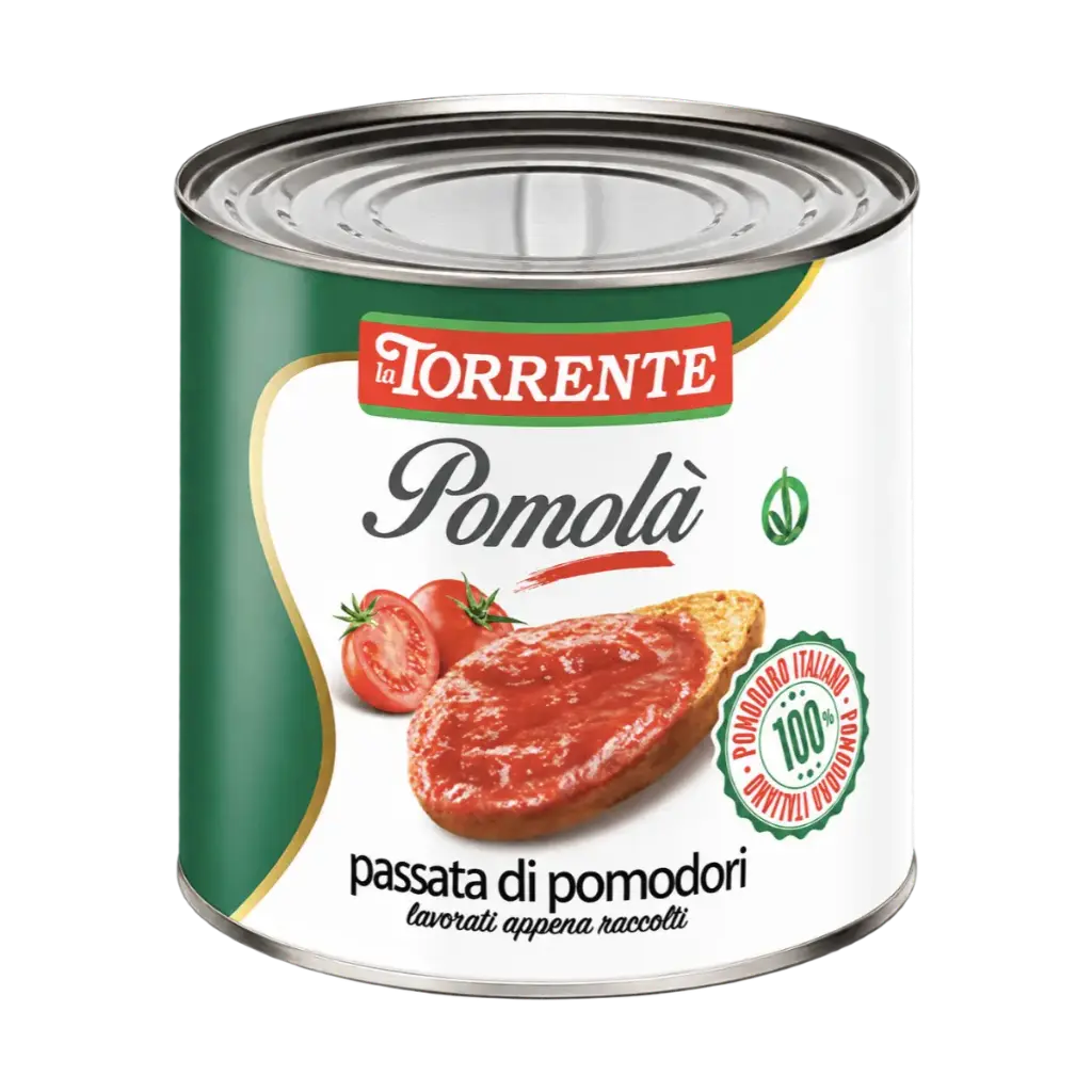 Passata de tomate Pomola La Torrente en lata de 2,55 kg.