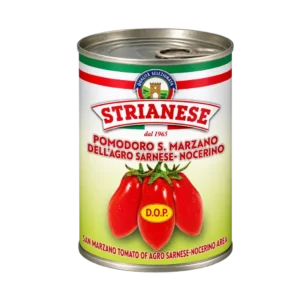 Tomate San Marzano DOP Strianese de 400 g, conserva italiana de tomates enteros pelados en su propio zumo.
