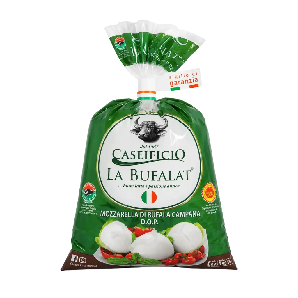 Mozzarella de Búfala Campana DOP Bufalat, envase de 250 g con dos piezas de mozzarella fresca de 125 g.