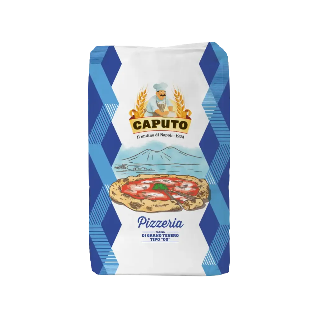 Harina azul Caputo Pizzeria tipo 00 W260–280 en saco de 25 kg.