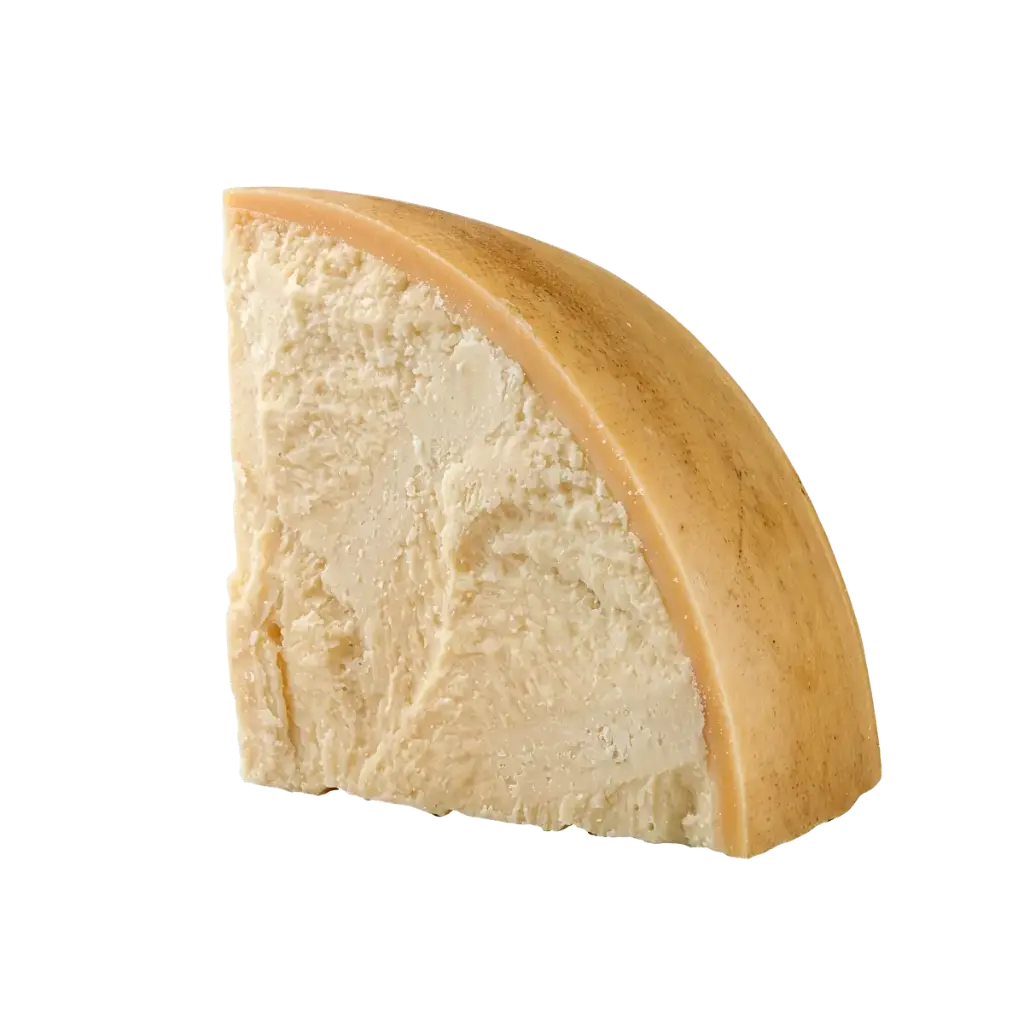 Queso duro Retinato Mantova en porción de 1/8 de rueda de 4,5 kg aproximadamente.